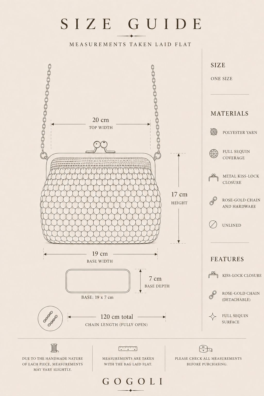 Handmade Full-Sequin Kiss-Lock Bag | Crochet Chain Evening Purse