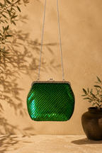 Handmade Full-Sequin Kiss-Lock Bag | Crochet Chain Evening Purse