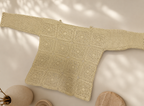 Handmade Ivory Motif Crochet Tunic | Long Sleeve Openwork Top