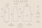 Size guide for the handmade crochet vest with laid-flat front, back, shoulder, armhole, width and length measurements.