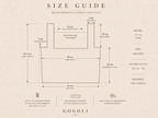 Size guide for the handmade ivory crochet tank top with laid-flat measurements and recommended EU sizes 34 to 40.
