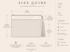 Size guide for the handmade red sequin clutch bag with product measurements.