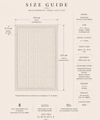 Size guide for the handmade Tunisian crochet blanket showing a finished size of approximately 213 by 133 centimetres.