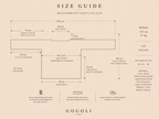 Size guide for the white crochet blouse showing a 130 cm cuff-to-cuff width, 48 cm total length and one-size measurements.