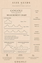Measurement guide for the five-piece crochet lace edge set with two 52 cm, one 160 cm and two 205 cm pieces.