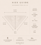 Size guide for the white triangular crochet lace motif measuring approximately 16.5 cm wide and 10 cm high.