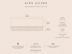 Size guide showing the measurements of the white floral crochet lace panel with fringe